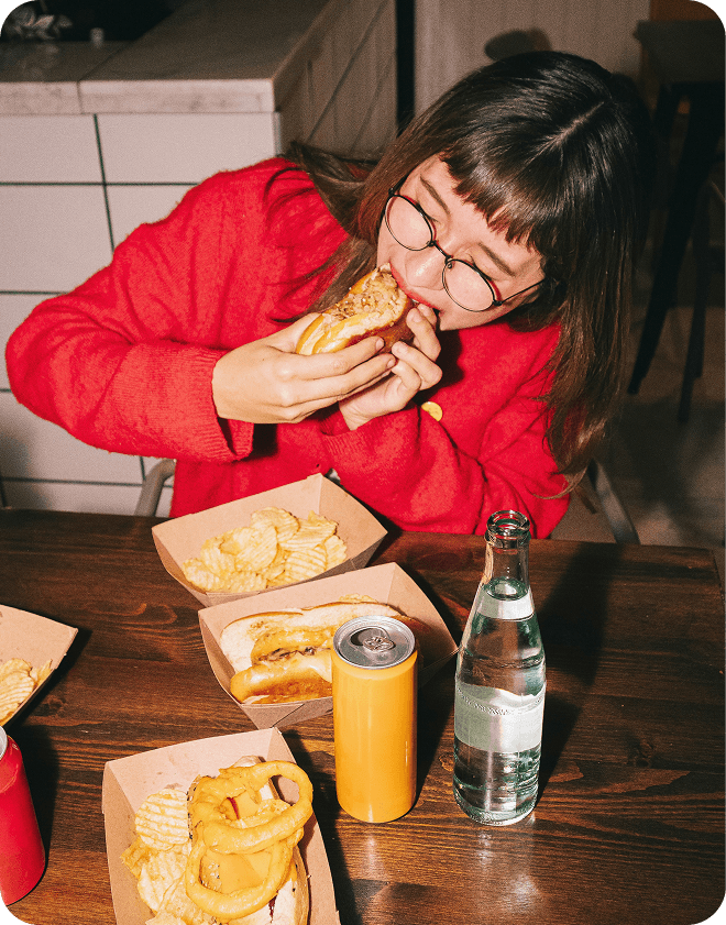 Guest eating a sandwich
